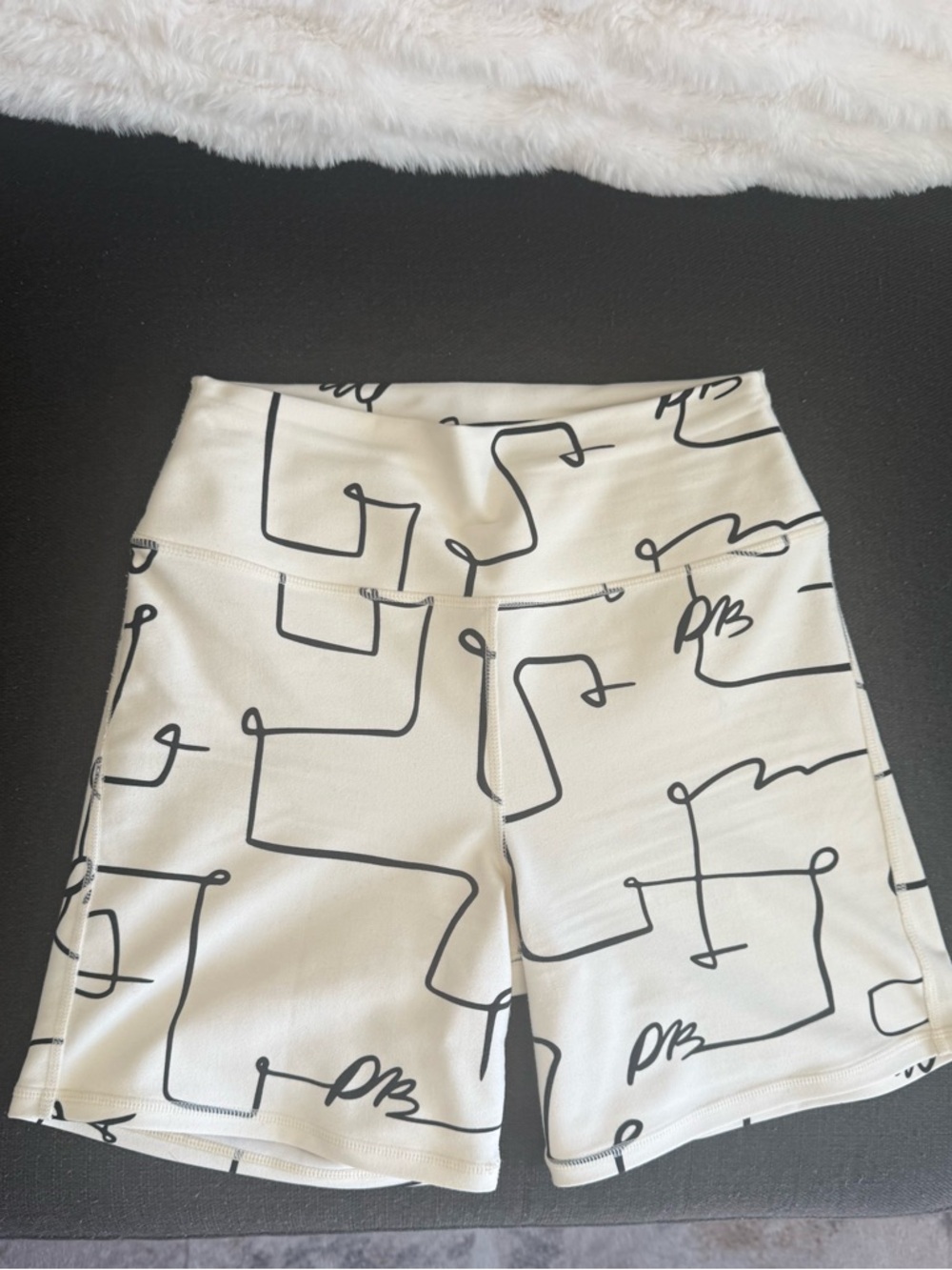 WeWoreWhat White Bike Shorts with Black Scribble Graphic